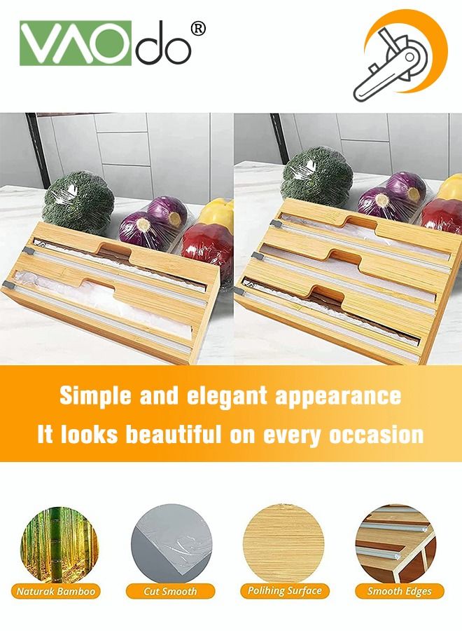 3 In 1 Packaging Storage Box Plastic Wrap Tin Foil Divider Wrap Organizer For Kitchen Storage Tissue Rack