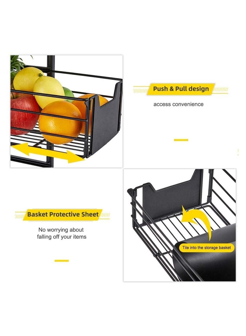 Kitchen Rack Multi-layer Storage Stand with Slide-Out Mesh Baskets Wheel Trolley