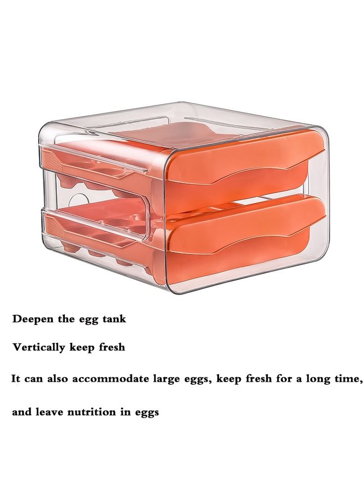 Refrigerator Egg Storage Organizer Egg Holder For Fridger 2-Layer Drawer Type Stackable Storage Bins