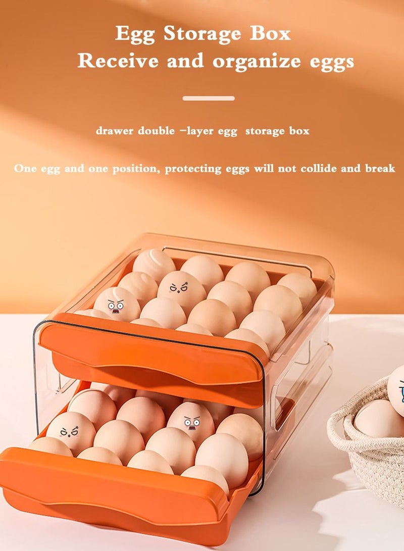 Refrigerator Egg Storage Organizer Egg Holder For Fridger 2-Layer Drawer Type Stackable Storage Bins