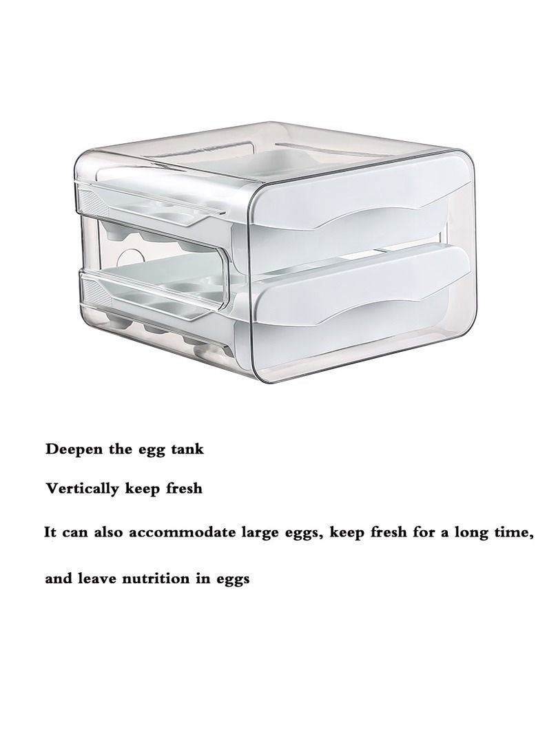 Refrigerator Egg Storage Organizer Egg Holder For Fridger 2-Layer Drawer Type Stackable Storage Bins