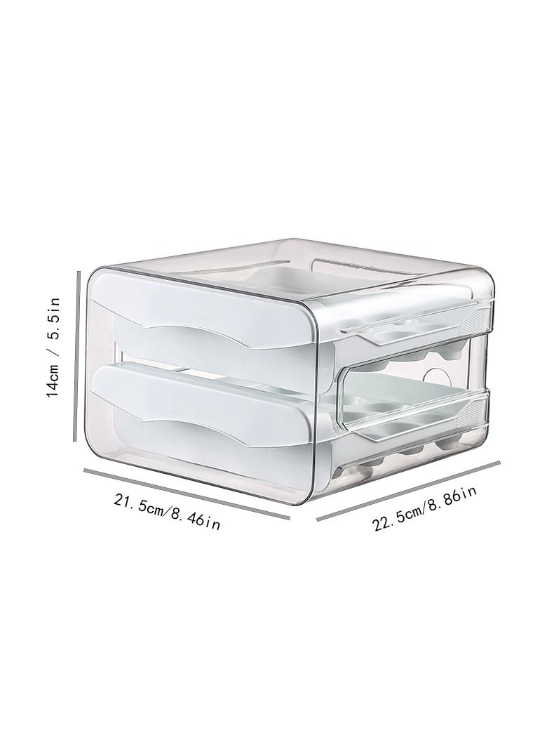 Refrigerator Egg Storage Organizer Egg Holder For Fridger 2-Layer Drawer Type Stackable Storage Bins