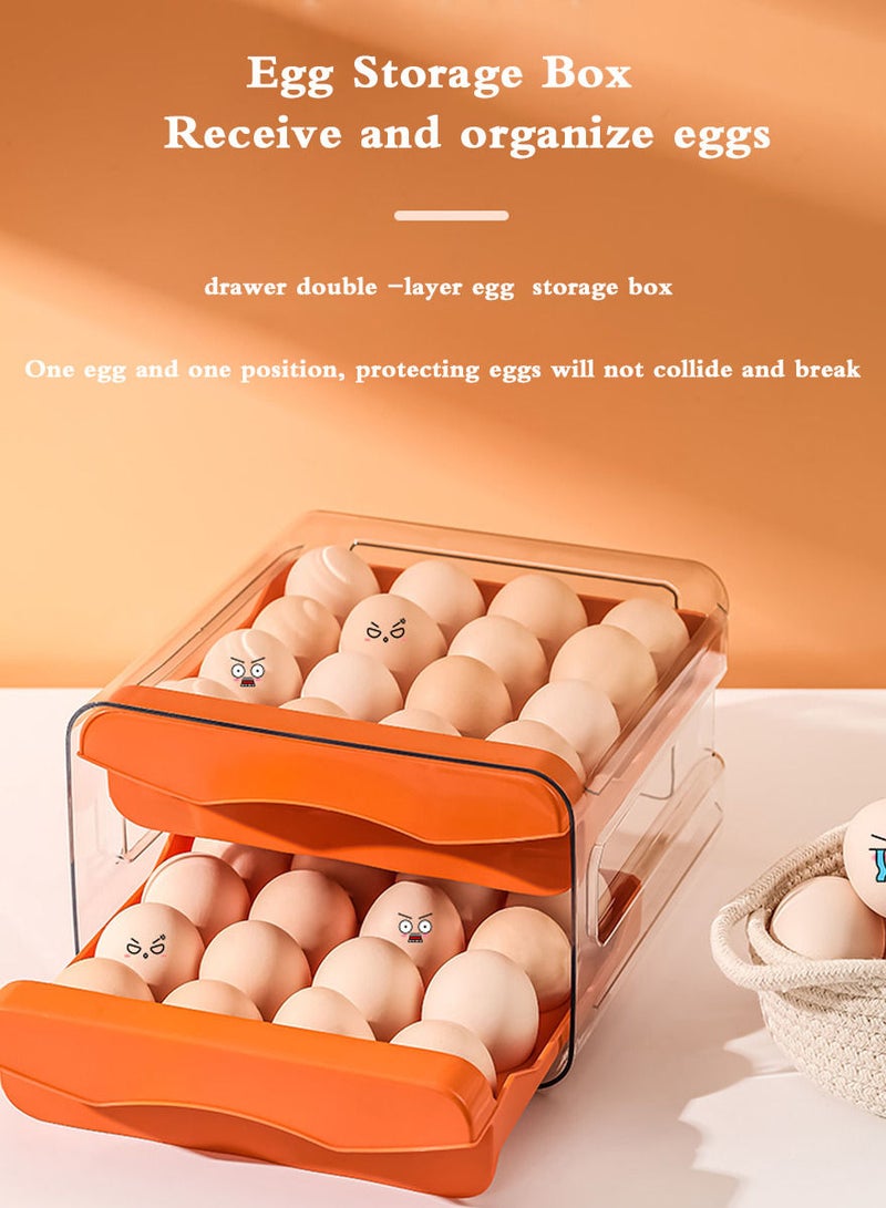 Refrigerator Egg Storage Organizer Egg Holder For Fridger 2-Layer Drawer Type Stackable Storage Bins