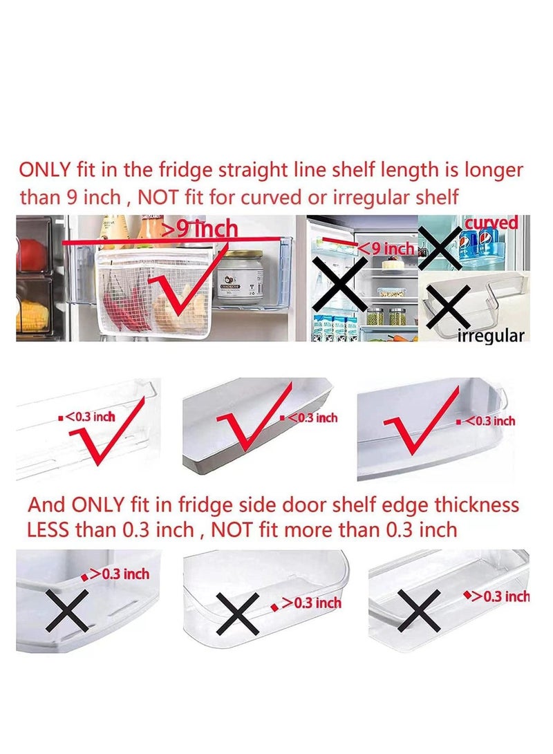 (3 Pack) Refrigerator Door Organizer Mesh Bags Set,Fridge Door Organizer, Fridge Storage Container Used for Kitchen, Refrigerator Door,Bag Storage Organizer for Small Objects, WHITE