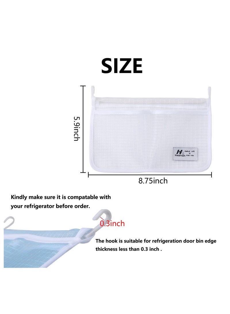 (3 Pack) Refrigerator Door Organizer Mesh Bags Set,Fridge Door Organizer, Fridge Storage Container Used for Kitchen, Refrigerator Door,Bag Storage Organizer for Small Objects, WHITE