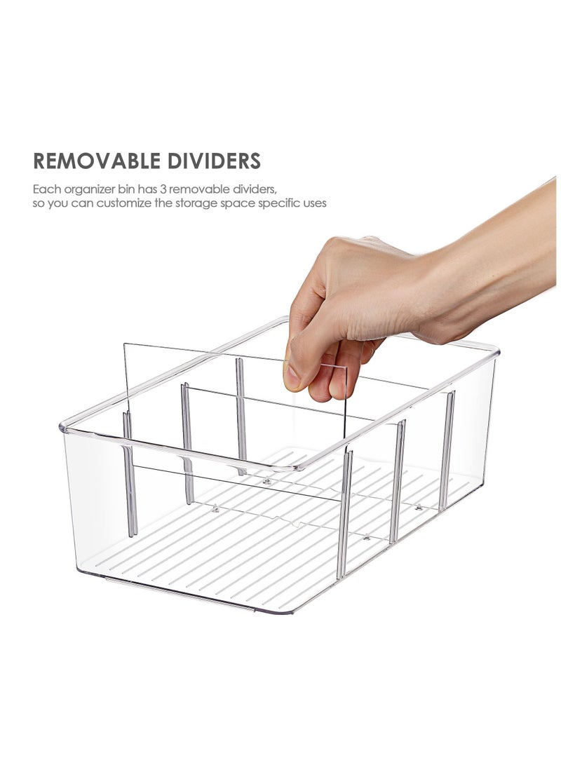 4 Pack Food Storage Boxes, Clear Plastic Storage Boxes for Pantry, Kitchen, Fridge, Cabinet Organisation and Storage