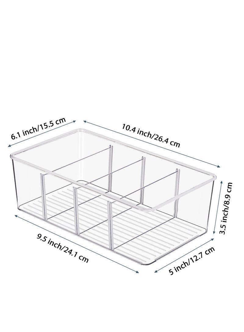 4 Pack Food Storage Boxes, Clear Plastic Storage Boxes for Pantry, Kitchen, Fridge, Cabinet Organisation and Storage