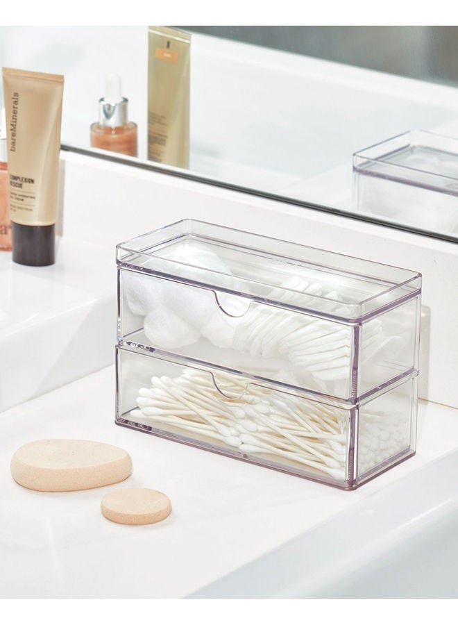 Mini Two Drawer Organizer 3 X 7 X 4.5 Inch Clear