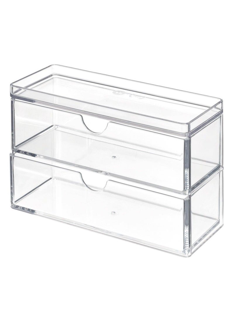 Mini Two Drawer Organizer 3 X 7 X 4.5 Inch Clear