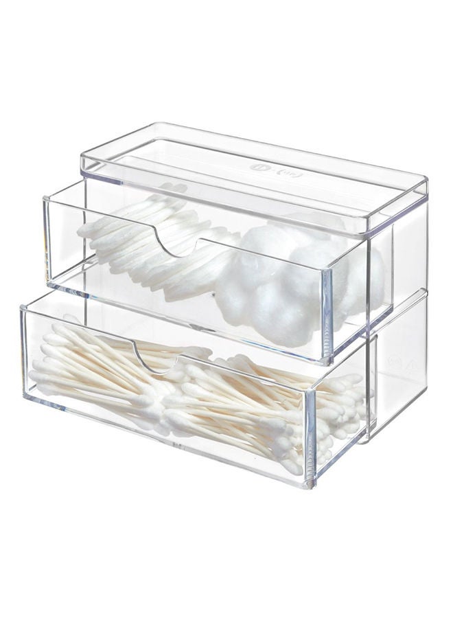 Mini Two Drawer Organizer 3 X 7 X 4.5 Inch Clear