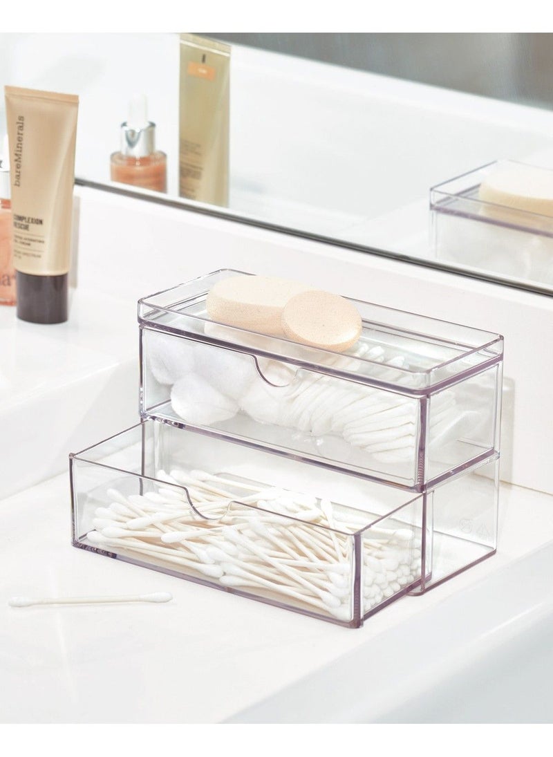 Mini Two Drawer Organizer 3 X 7 X 4.5 Inch Clear