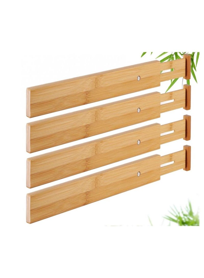 Drawer Dividers Bamboo Organizer Kitchen Clothes Utensils Spring  Adjustable Expandable Storage Separators for Bedroom Bathroom Office Set of 4 Pack (17.52-21.65IN)