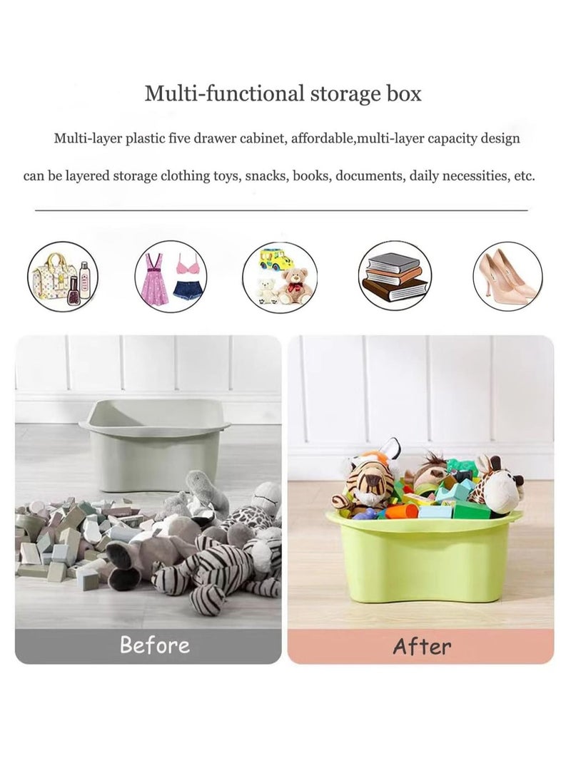 Plastic Cabinet Storage Drawer Organizer Toys Storage Box cabinet with wheels Storage containers for Kitchen bathroom living room Storage 37cm
