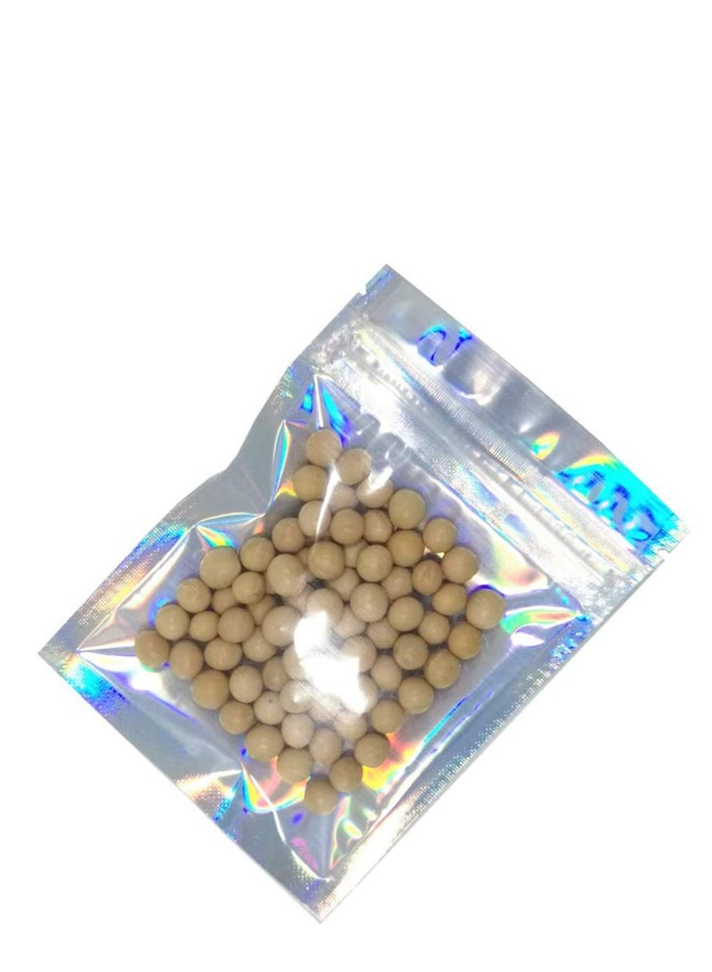100 Packs Resealable Smell Proof Bags Mylar Ziplock Bags Aluminum Foil Pouch Bag Holographic Flat Foil Bags for Favor Food Storage Gift Package Supplies (14x20cm)