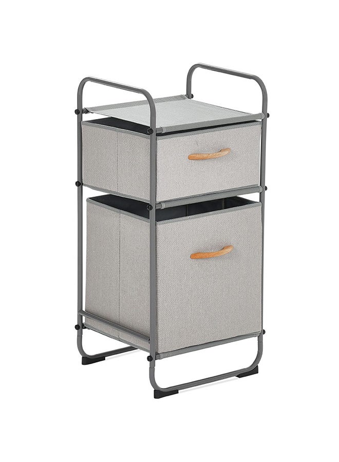 Metal Storage Rack with 2 Drawers, Grey