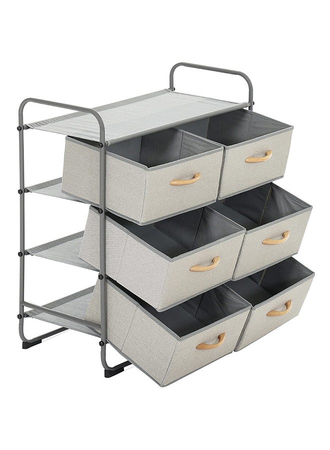 Metal Storage Rack with 6 Drawers, Grey