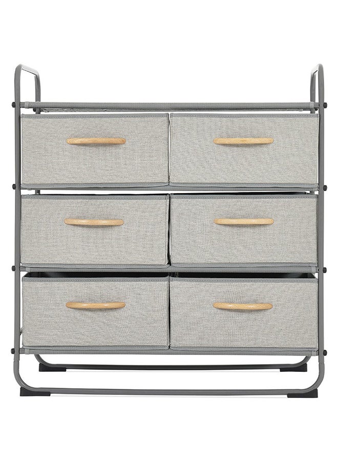 Metal Storage Rack with 6 Drawers, Grey