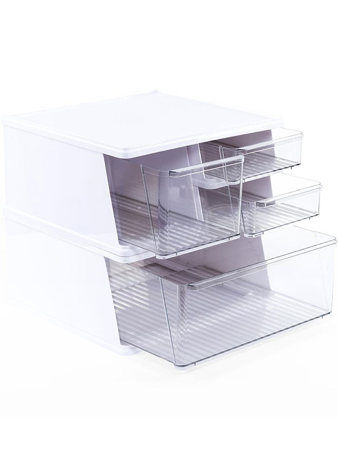 Plastic 2 - Tier Cabinet, Clear & White - 41.1x38.7 cm