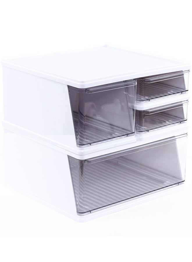 Plastic 2 - Tier Cabinet, Clear & White - 41.1x38.7 cm