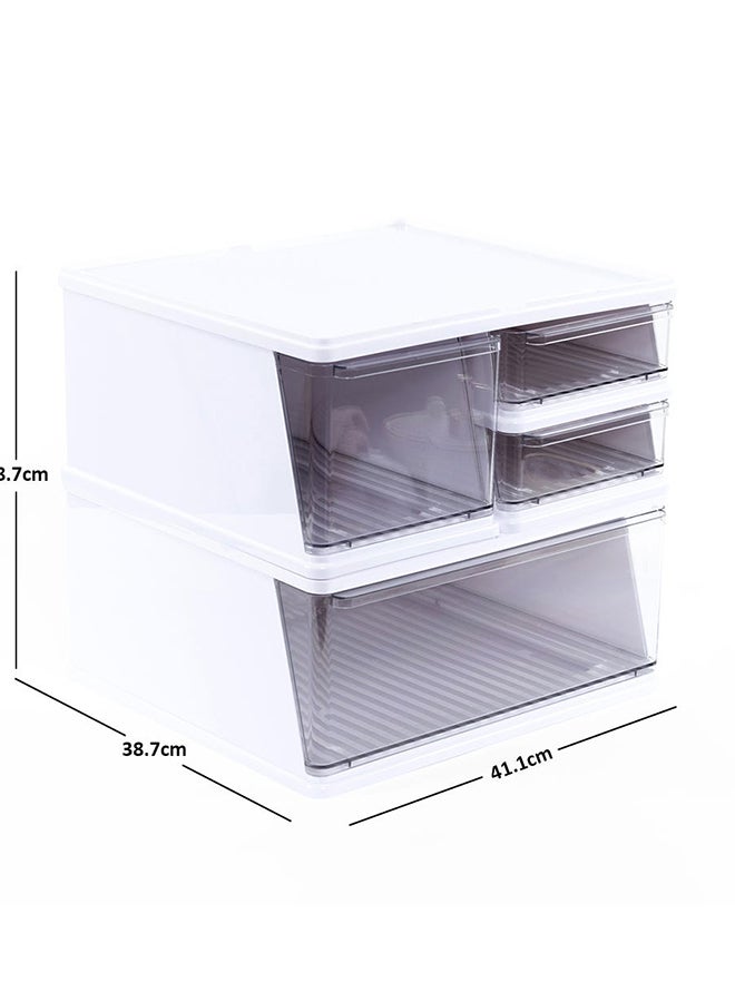 Plastic 2 - Tier Cabinet, Clear & White - 41.1x38.7 cm