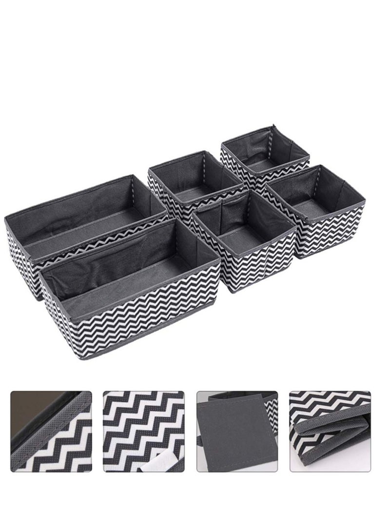 Foldable Cloth Storage Box, 6 Pcs Closet Dresser Drawer Organizer, Drawer Organizer Clothes, Sundries Storage Box, for Clothes, Socks, Scarves, Ties (Black)