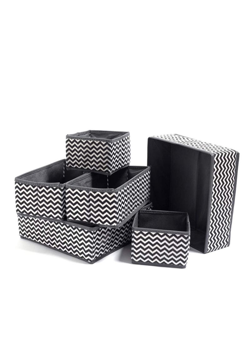 Foldable Cloth Storage Box, 6 Pcs Closet Dresser Drawer Organizer, Drawer Organizer Clothes, Sundries Storage Box, for Clothes, Socks, Scarves, Ties (Black)