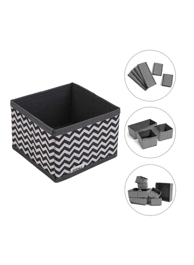 Foldable Cloth Storage Box, 6 Pcs Closet Dresser Drawer Organizer, Drawer Organizer Clothes, Sundries Storage Box, for Clothes, Socks, Scarves, Ties (Black)