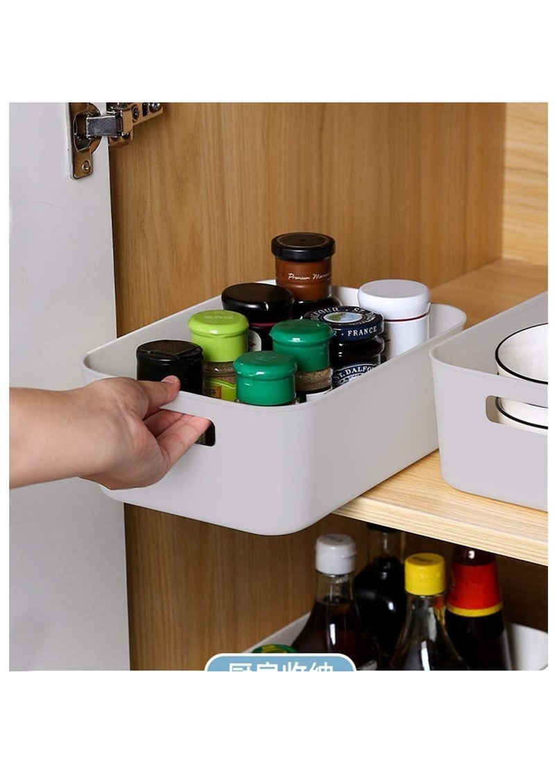 Plastic Storage Bins Multiuse Desk Cabinet Organizer with Built in Handle, Available in Pack of 6, 8, 12 and 18