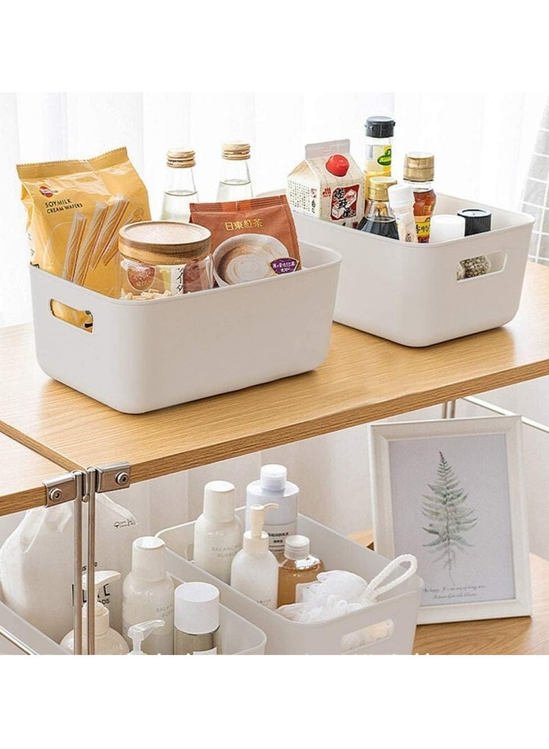 Plastic Storage Bins Multiuse Desk Cabinet Organizer with Built in Handle, Available in Pack of 6, 8, 12 and 18