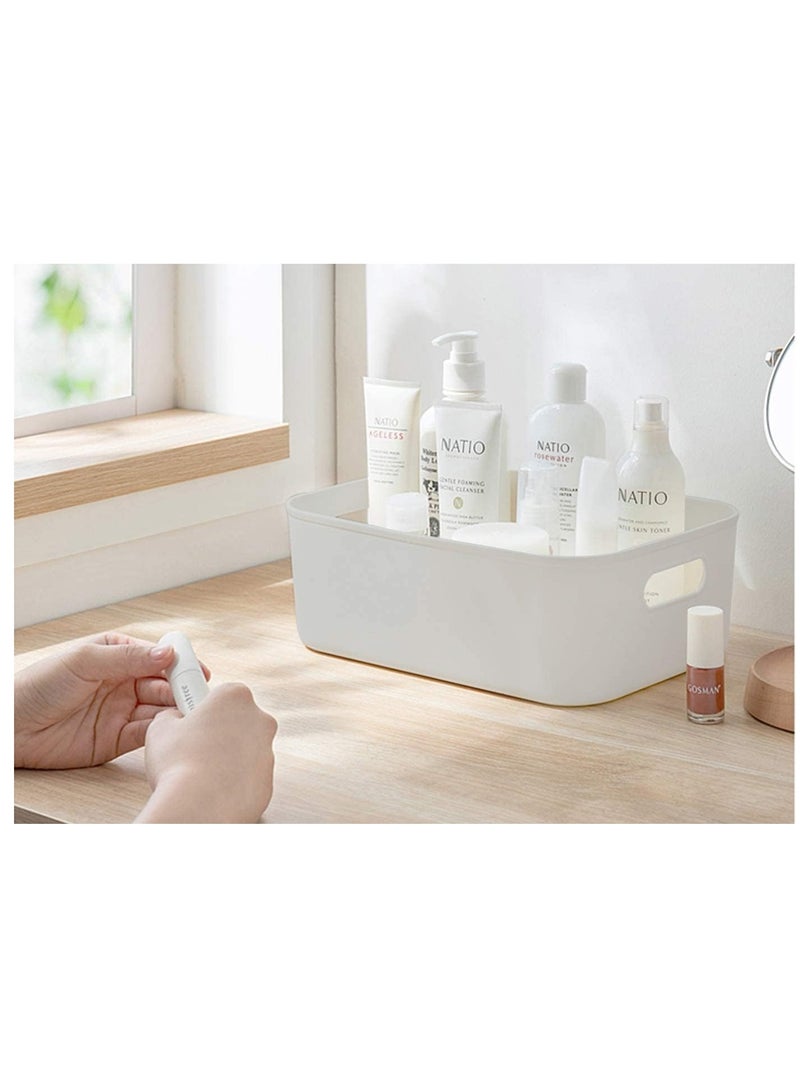 Plastic Storage Bins Multiuse Desk Cabinet Organizer with Built in Handle, Available in Pack of 6, 8, 12 and 18