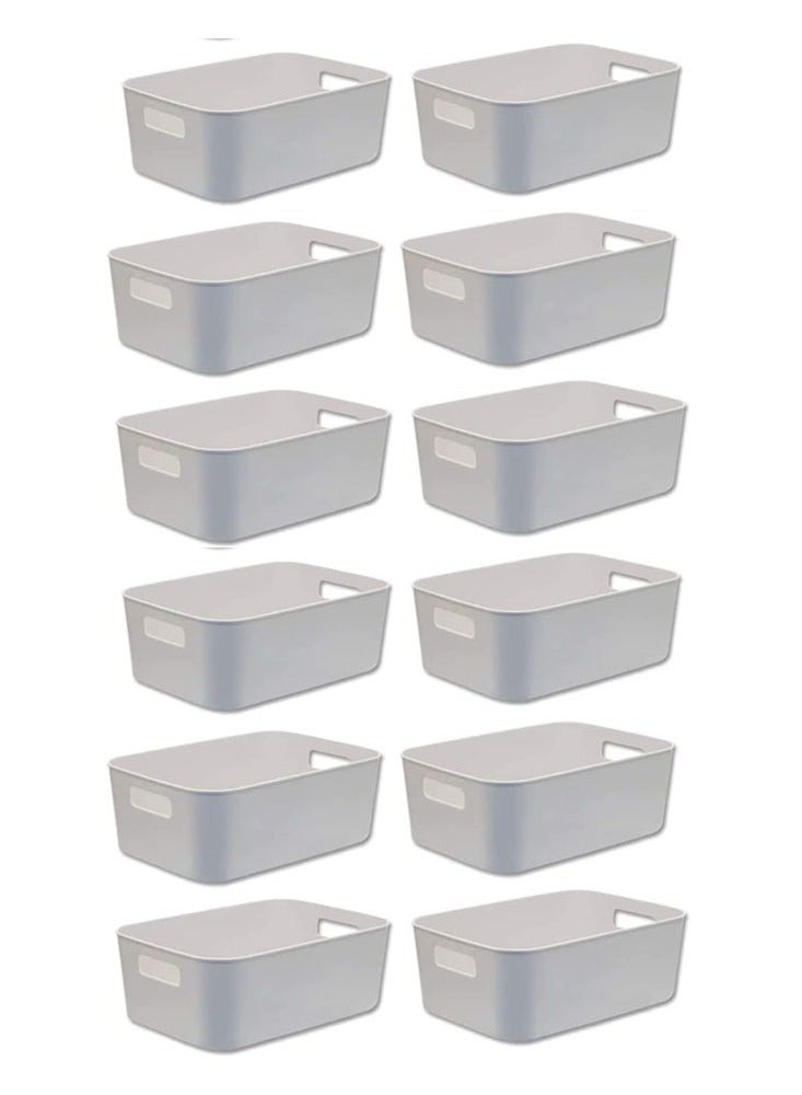 Small Storage Bin, Durable Storage Basket Cabinet Organizer, Toy Baskets Food Storage Containers for Organizing Storage Basket Organizer with Handles, Pack of 12