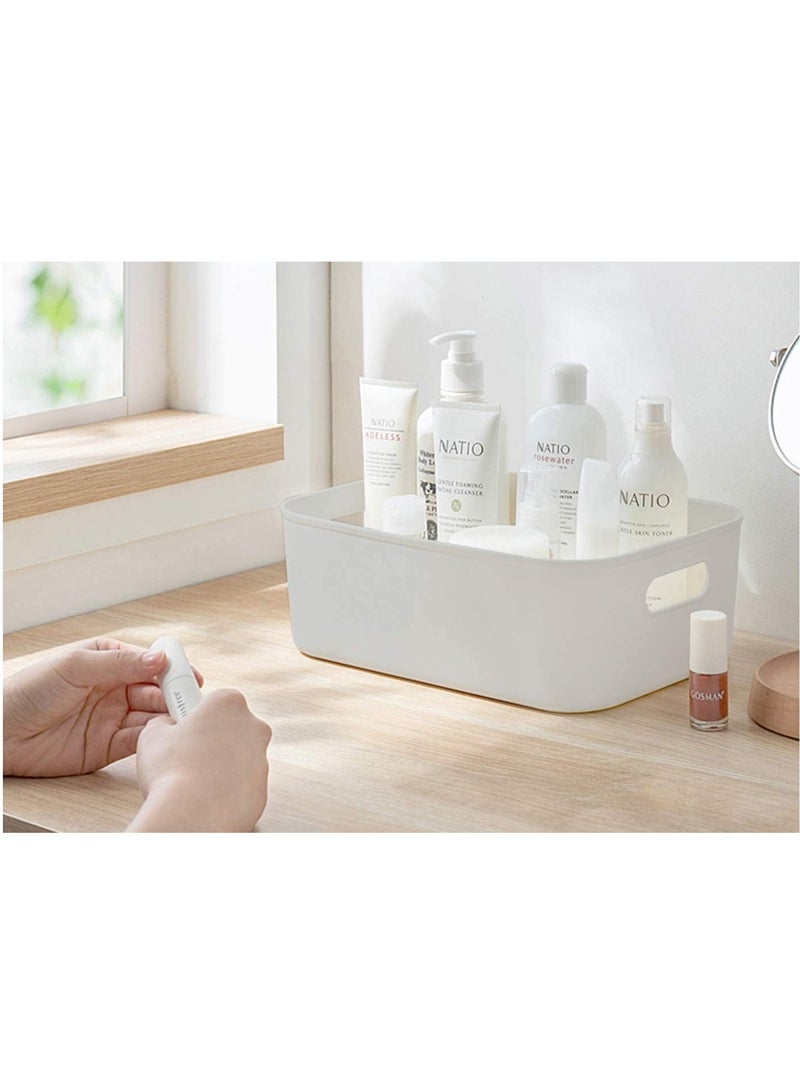 Plastic Storage Bins Multiuse Desk Cabinet Organizer with Built in Handle, Available in Pack of 6, 8, 12 and 18