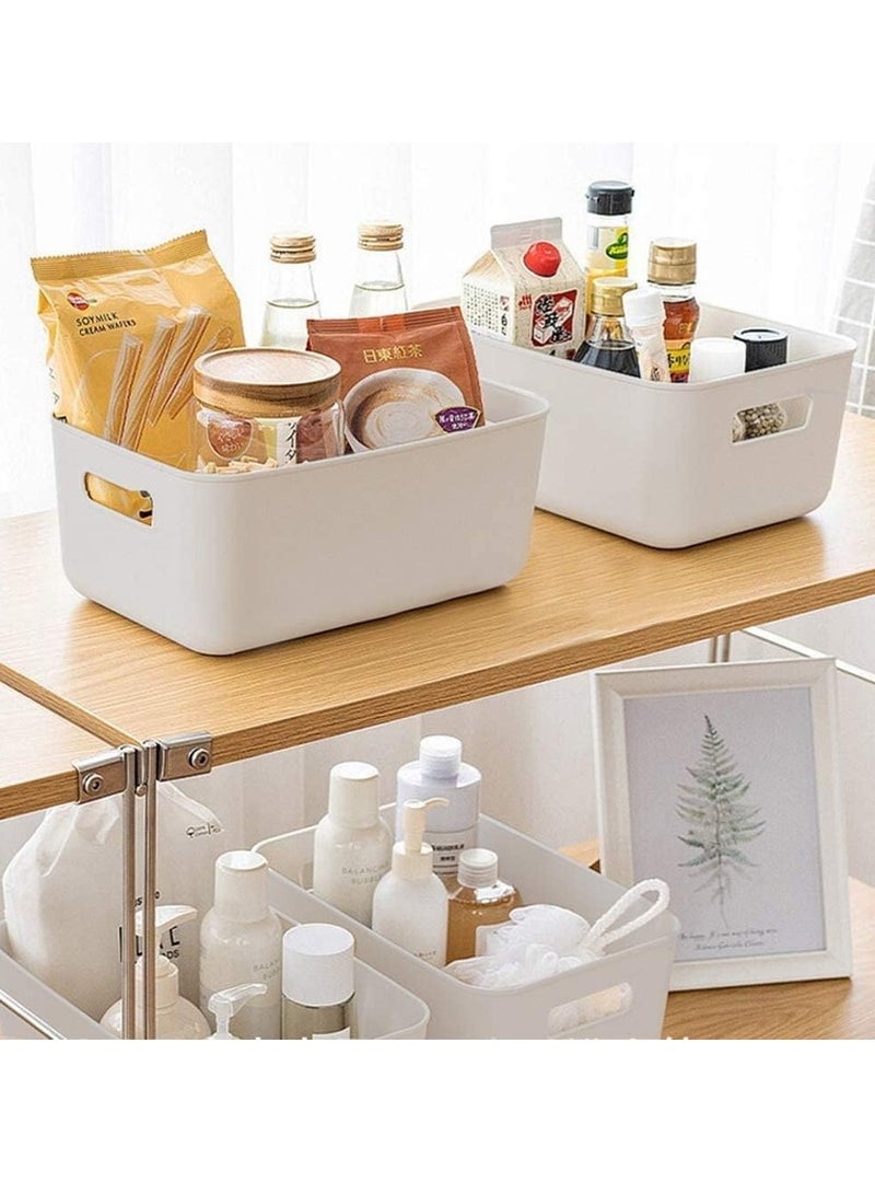 Plastic Storage Bins Multiuse Desk Cabinet Organizer with Built in Handle, Available in Pack of 6, 8, 12 and 18