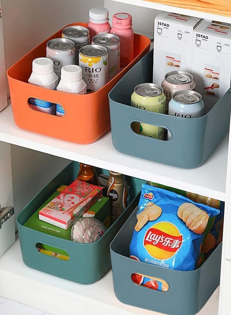 Plastic Storage Bins Multiuse Desk Cabinet Organizer with Built in Handle, Available in Pack of 6, 8, 12 and 18