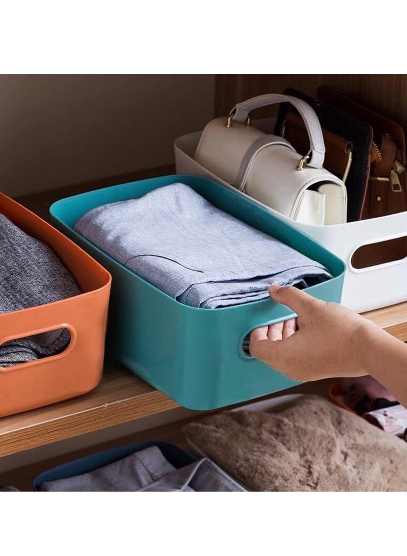 Plastic Storage Bins Multiuse Desk Cabinet Organizer with Built in Handle, Available in Pack of 6, 8, 12 and 18
