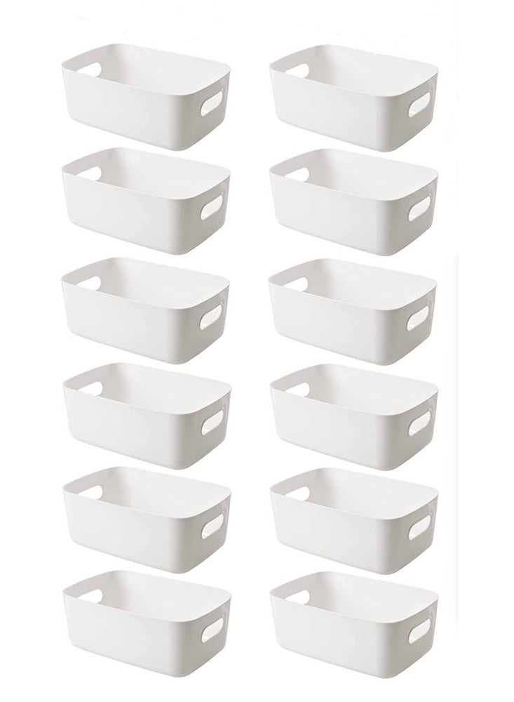 Small Storage Bin, Durable Storage Basket Cabinet Organizer, Toy Baskets Food Storage Containers for Organizing Storage Basket Organizer with Handles, Pack of 12