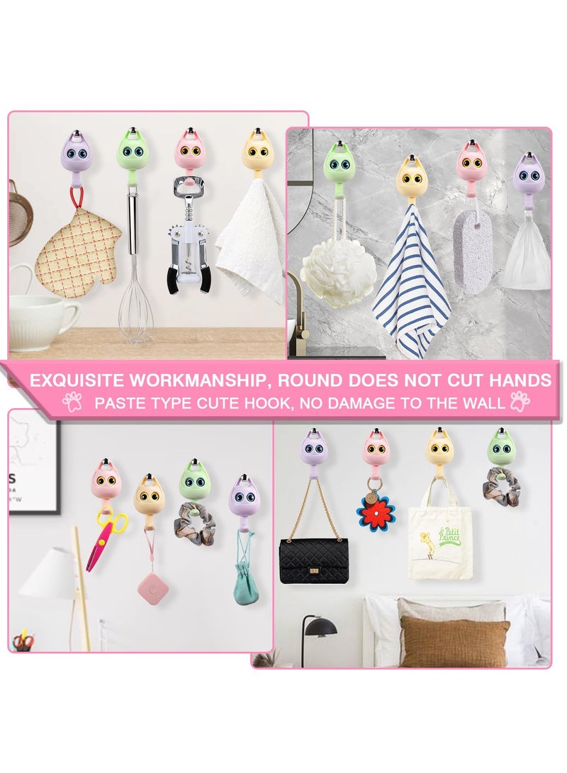 Creative Winking Cat Adhesive Coat Hook, 4Pcs - Cute Multifunctional Cat Hooks for Hanging Towels, Hats, Coats, Bags, Belts, Keys - Wall Hanging Decorations, Carry Up to 5.5 LBS(4 Color)