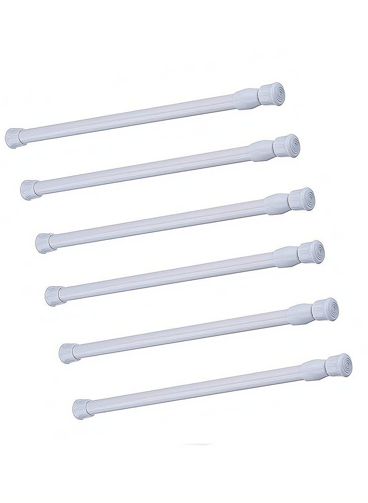 Extendable Rod, 6 Pack Cupboard Bars Adjustable Spring Tension Rods White Refrigerator Bar for DIY Projects, 12 to 20 Inches