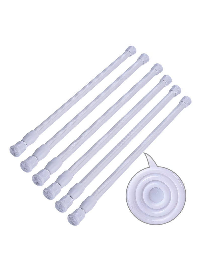 Extendable Rod, 6 Pack Cupboard Bars Adjustable Spring Tension Rods White Refrigerator Bar for DIY Projects, 12 to 20 Inches