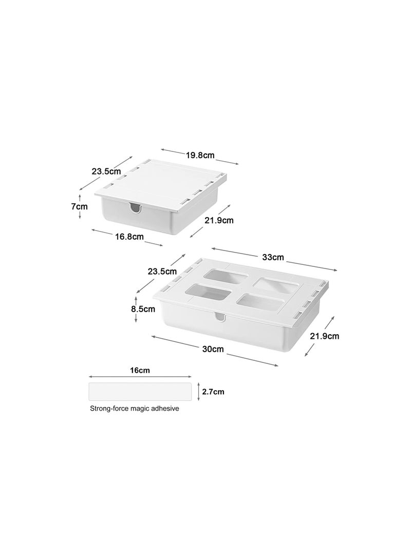 Under Desk Drawers, Slide Out Drawer for Under Desk, Under Desk Drawer for Storage Self-Adhesive Under Desk Storage Drawers Large Capacity Hidden Desk Drawer Organizer for Office Home School(2Pcs)