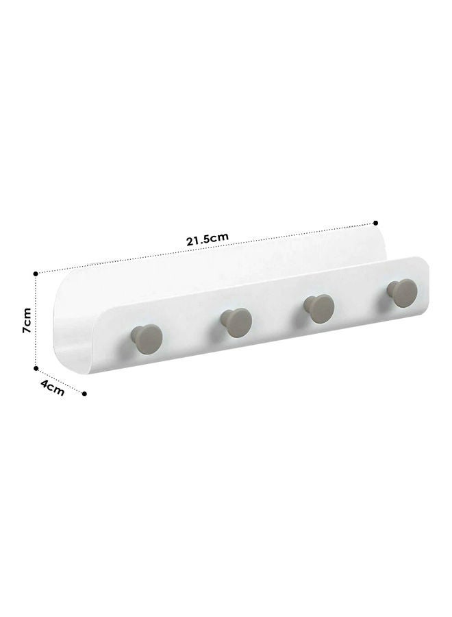 Wall Mounted Organizer With Hook White/Grey 21.5x7x4cm