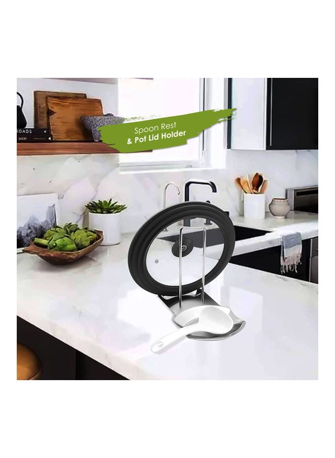 Spoon Rest And Pot Lid Holder silver 20.5x18.5x14.5cm