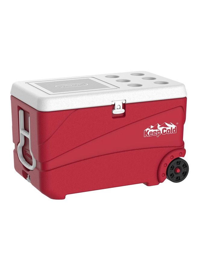 84-Liter KeepCold Deluxe Icebox With Wheels Red/White 75x47x47cm