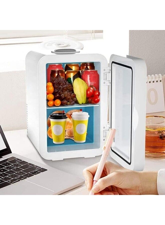 8 Liter Makeup Mirror Fridge with LED Lights Beauty Portable Personal Mini Fridge - Skincare Fridge,Beverage Refrigerators