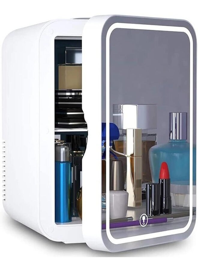 8 Liter Makeup Mirror Fridge with LED Lights Beauty Portable Personal Mini Fridge - Skincare Fridge,Beverage Refrigerators