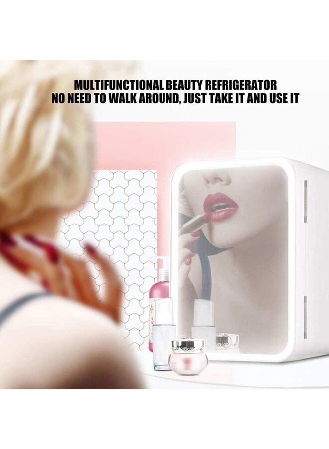 8 Liter Makeup Mirror Fridge with LED Lights Beauty Portable Personal Mini Fridge - Skincare Fridge,Beverage Refrigerators