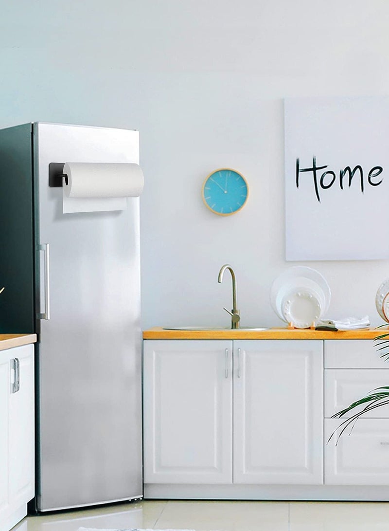 Black Magnetic Paper Towel Holder, Conveniently Mountable for Kitchen, Refrigerator, Grill, Toolbox, Garage, and More