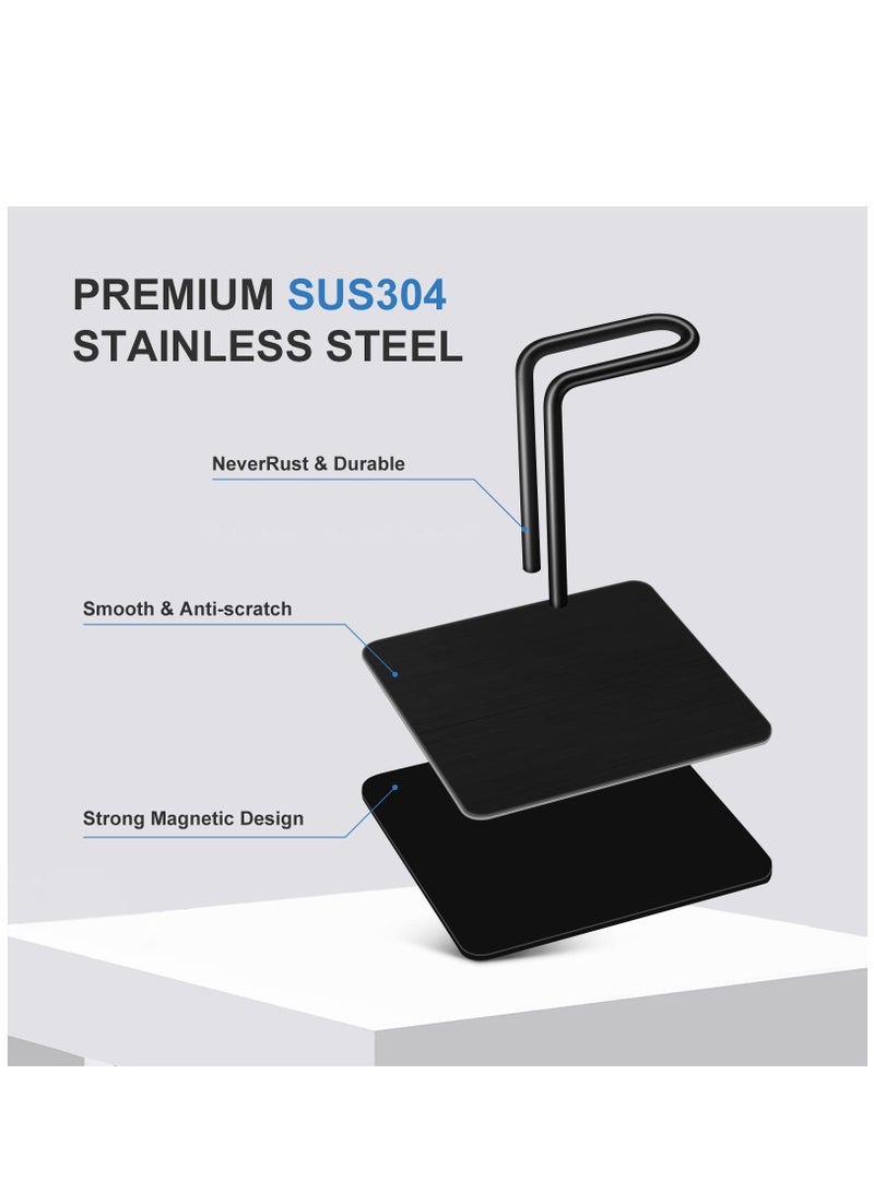 Strong Magnetic Paper Towel Holder Refrigerator, Upgraded Version Magnet Rv Paper Towel Holder Wall Mount for Fridge and Grill, Pegboard Hanging Paper Towel Holder, Premium Black Stainless Steel