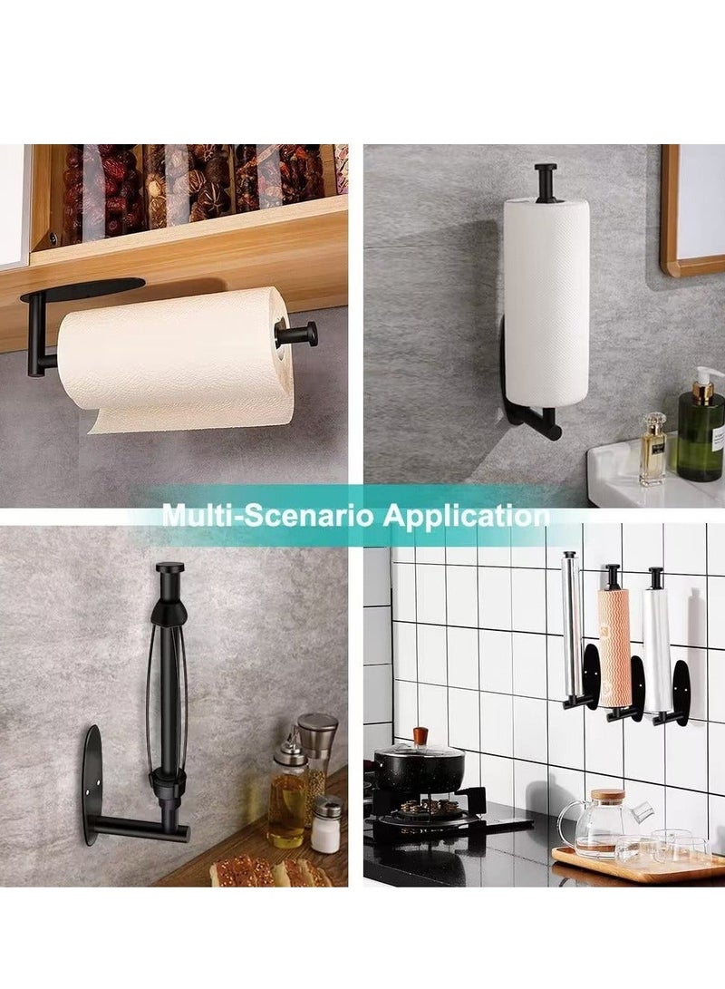 Paper Towel Holder Under Cabinet, Stainless Steel Wall Mount Roll Holder, with Damping Effect, Self-Adhesive or Drilled for Kitchen Bathroom, Upgrade Silver