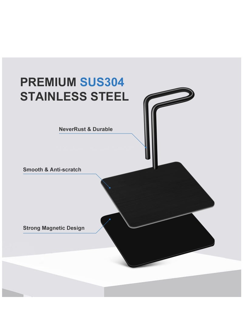 Strong Magnetic Paper Towel Holder Refrigerator, Upgraded Version Magnet Rv Paper Towel Holder Wall Mount for Fridge and Grill, Pegboard Hanging Paper Towel Holder, Premium Black Stainless Steel